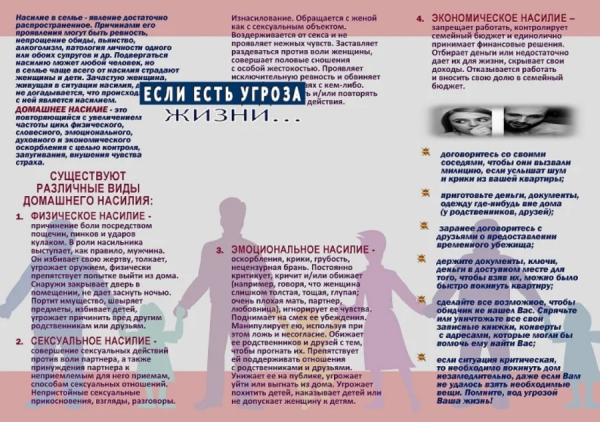 ПАМЯТКА ПО ПРОФИЛАКТИКЕ БЫТОВОГО НАСИЛИЯ